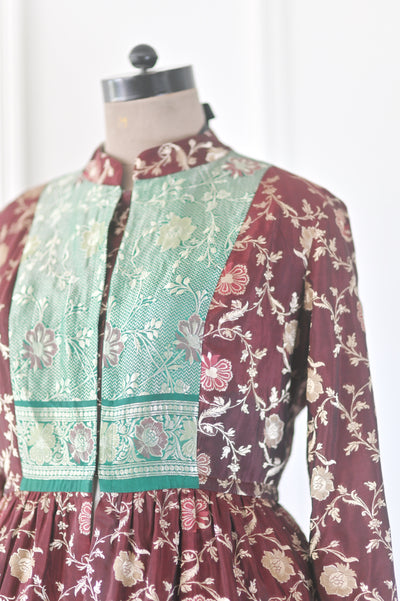Sehmat, Size XXL vintage Zari Silk Saree Long Coat, One of a Kind