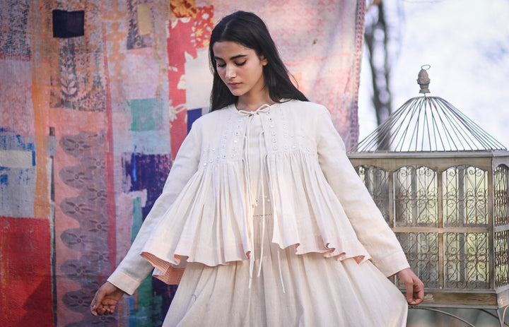 Belfast, Organic Kala Cotton, Mirror Work Kedia Blouse - kinchecom