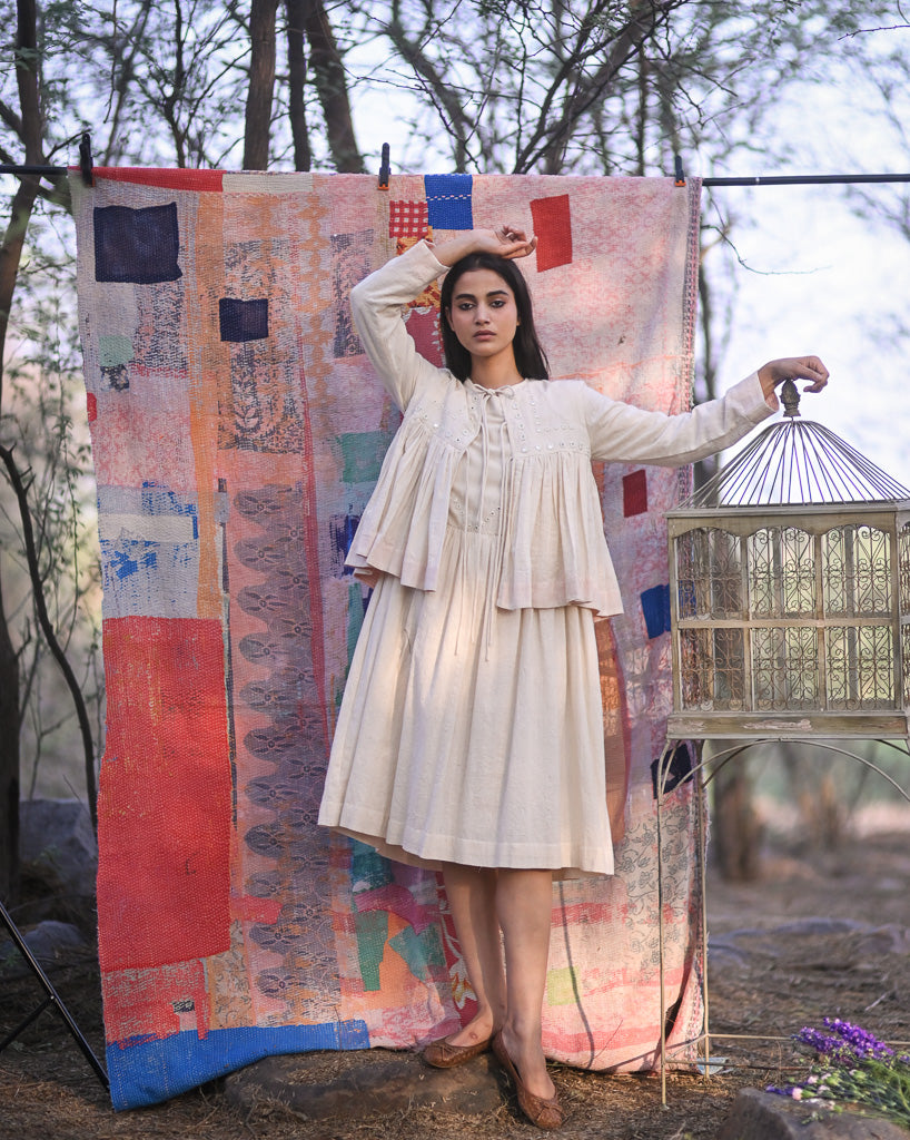 Belfast, Organic Kala Cotton, Mirror Work Kedia Blouse - kinchecom