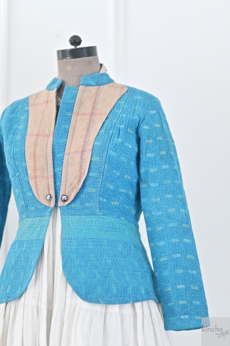 Medium, Anna Handmade Vintage Kantha Short Jacket, Handmade