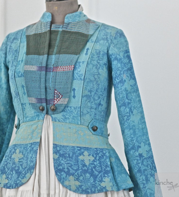 Emilie, Size Small, Handmade Vintage Fabric Quilted Short Jacket
