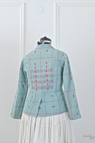 Emilie, Size Large,  Hand Embroidered Turquoise Short Jacket for Women