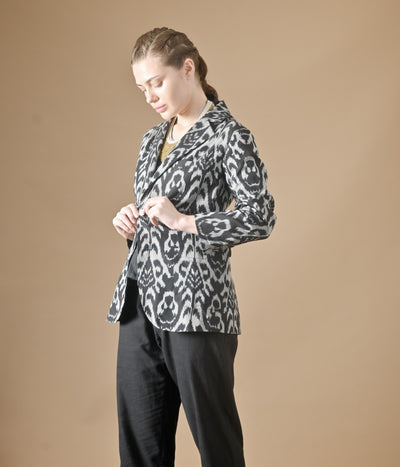 Khive, Handwoven Ikat Fabric Cotton Blazer, Sustainably made