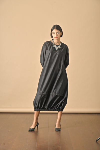 Eket, Handmade Black Khadi Coccon Dress