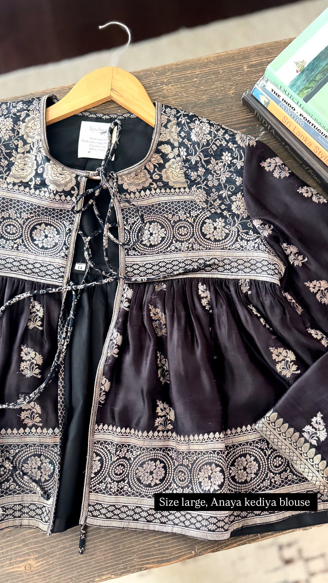 Anaya, Handmade, Vintage Silk Saree Kediya in Black & Silver Zari, Large