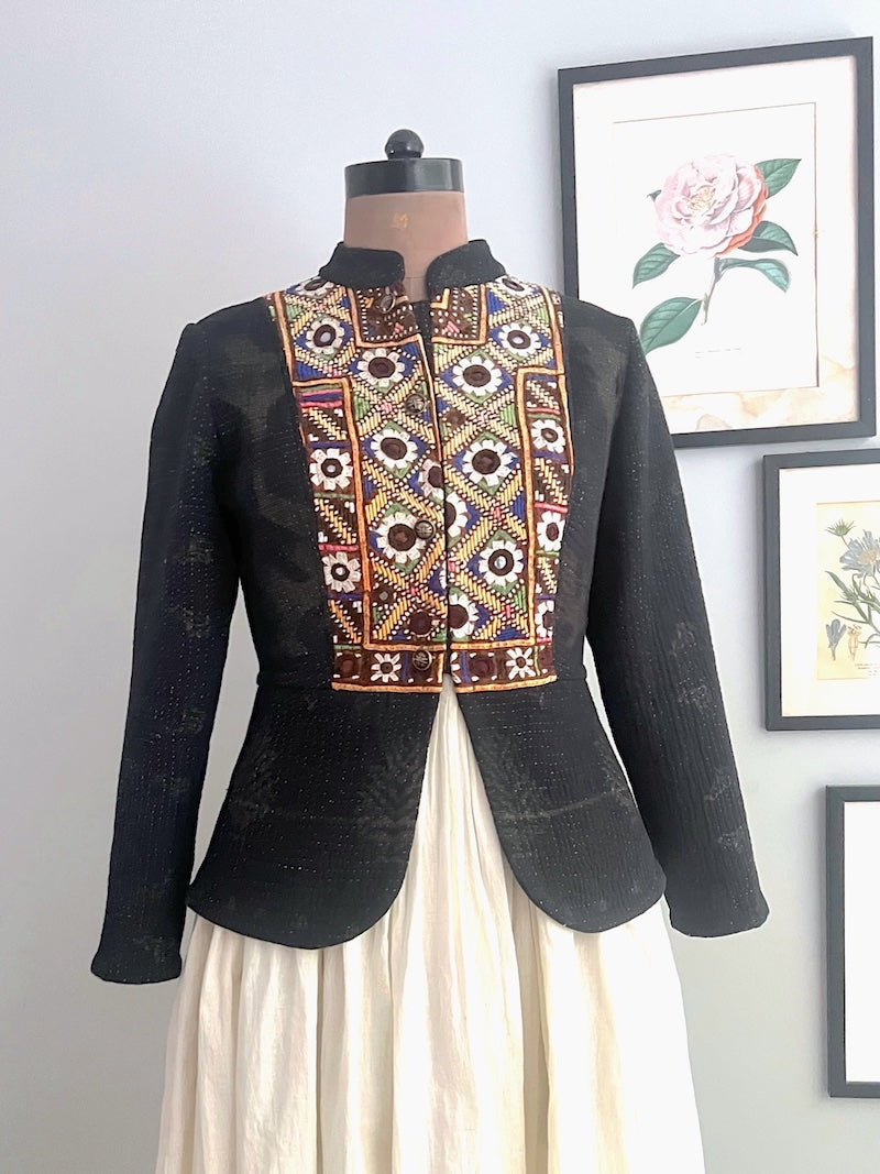 patchwork rabari kantha quilt jacket