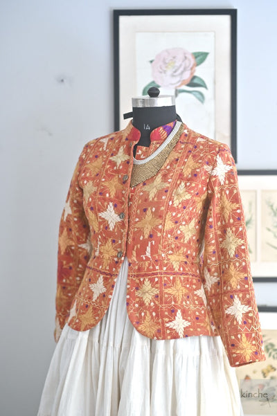 Satya, Size Large Short Jacket Made of Antique Phulkari Chaddar/ One of a Kind