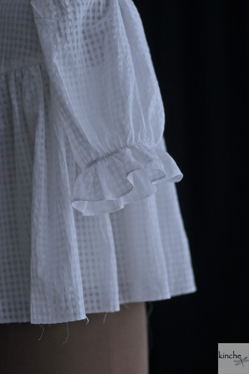 Sia, Hand Smocked with Pearls, Khadi Blouse in White