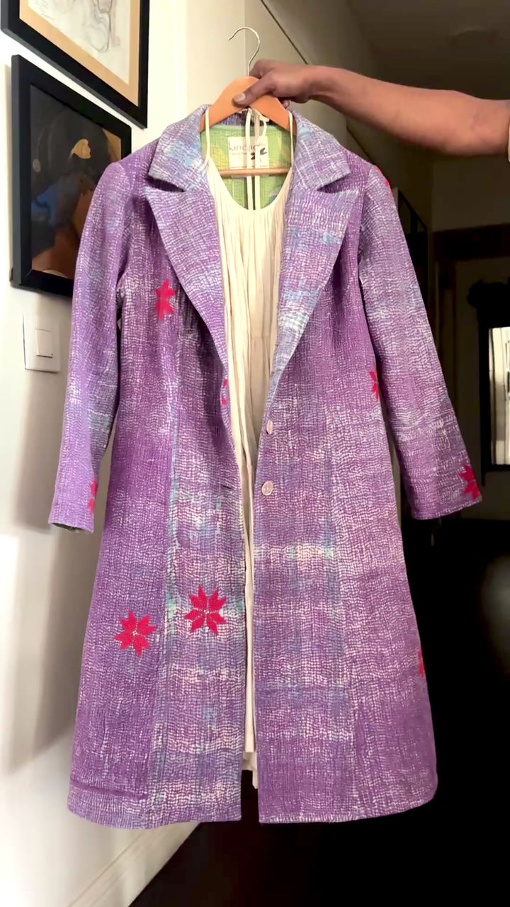Glinda, Up Cycled Early 1900's Textile, Vintage Kantha Blazer XL