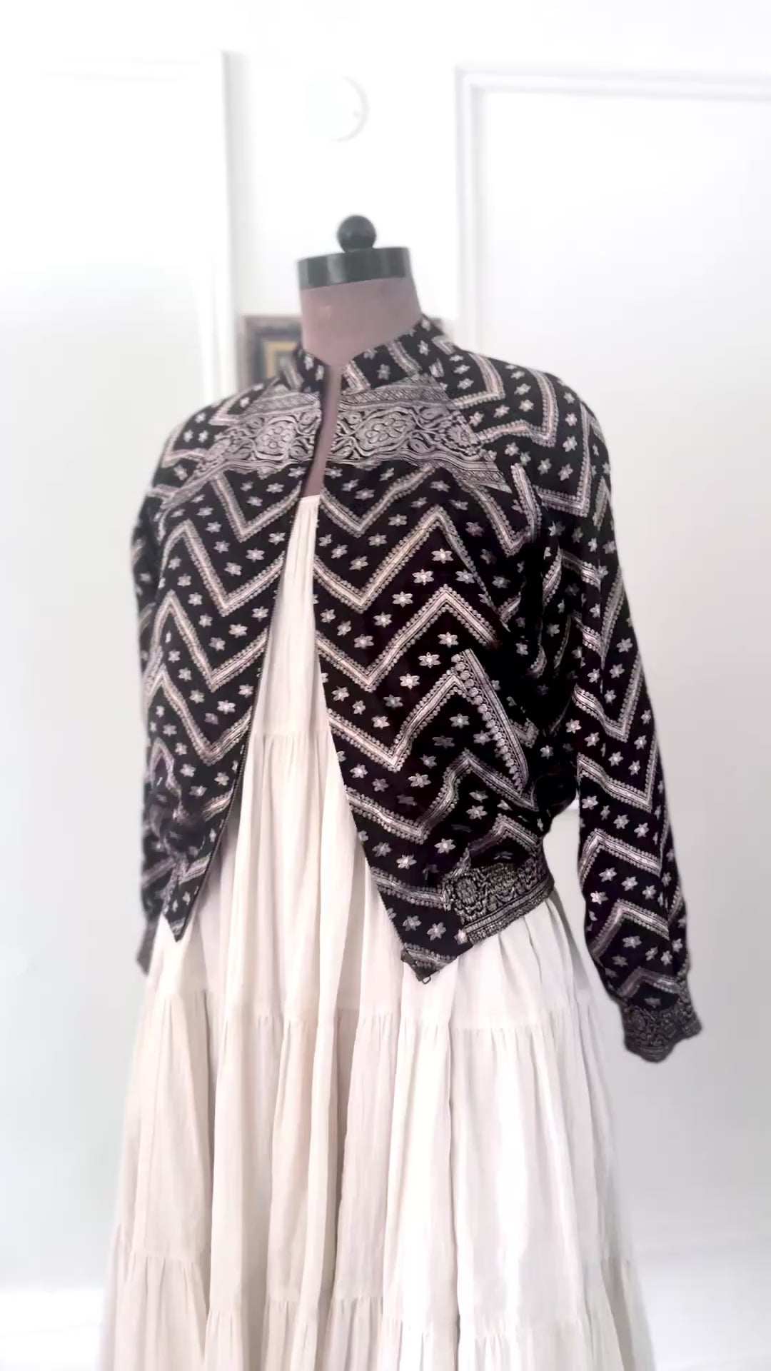 Kaali, Vintage Zari Silk Saree Bomber Jacket, Rare Weave, One of a Kind