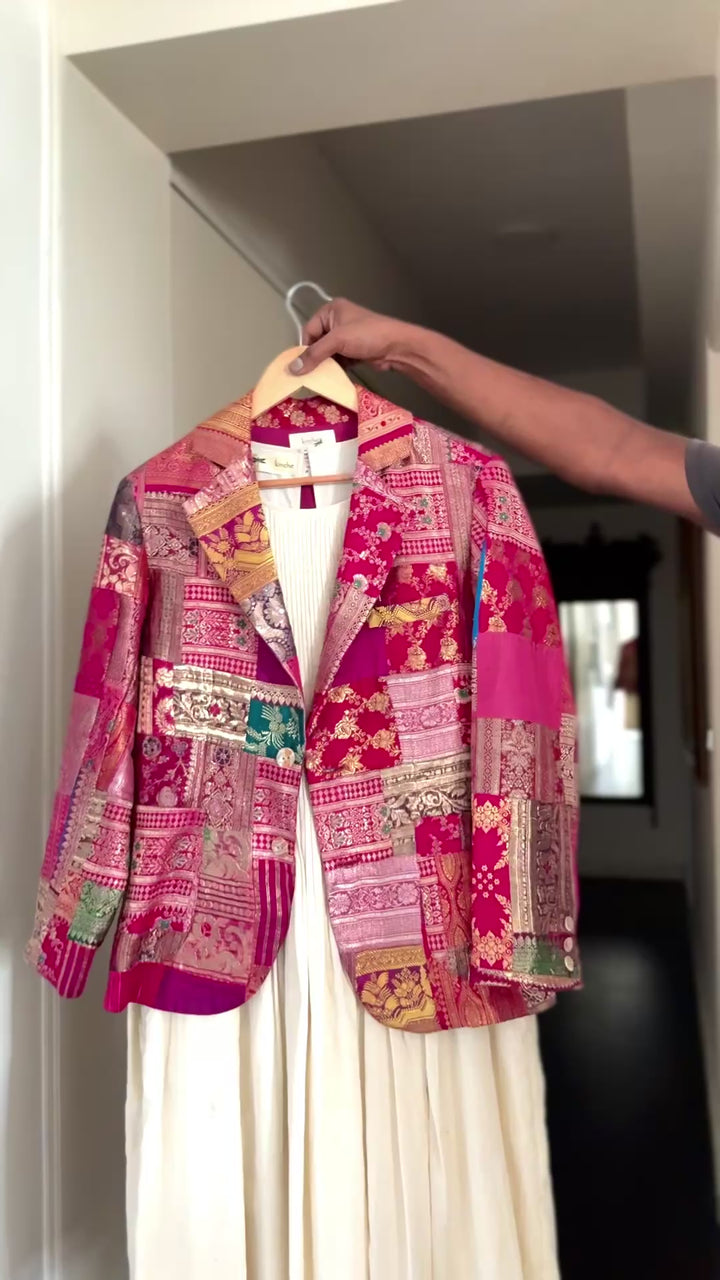 Sangam 15, Patchwork, Brocade Silk  Saree, Up Cycled Blazer, Large