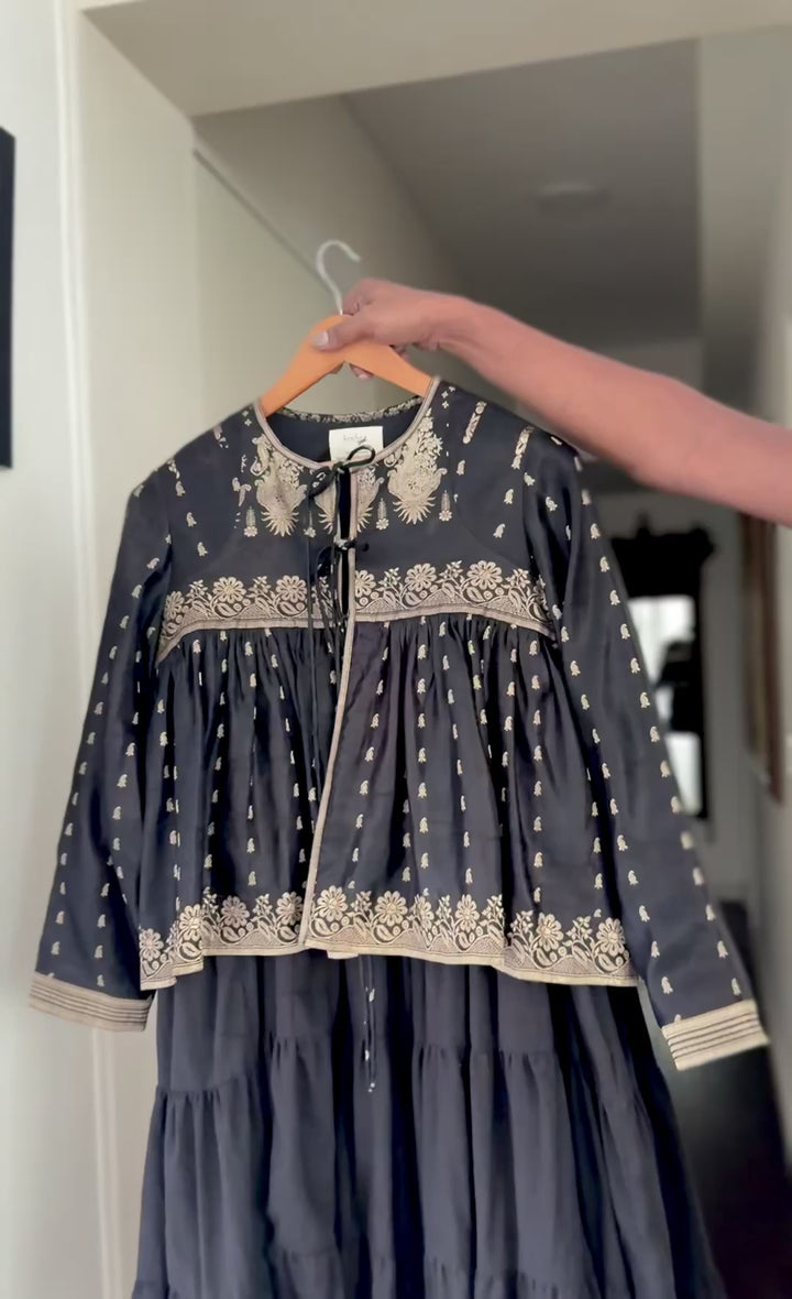 Aari, Vintage Katan Silk Up Cycled Kedia Blouse in M & L