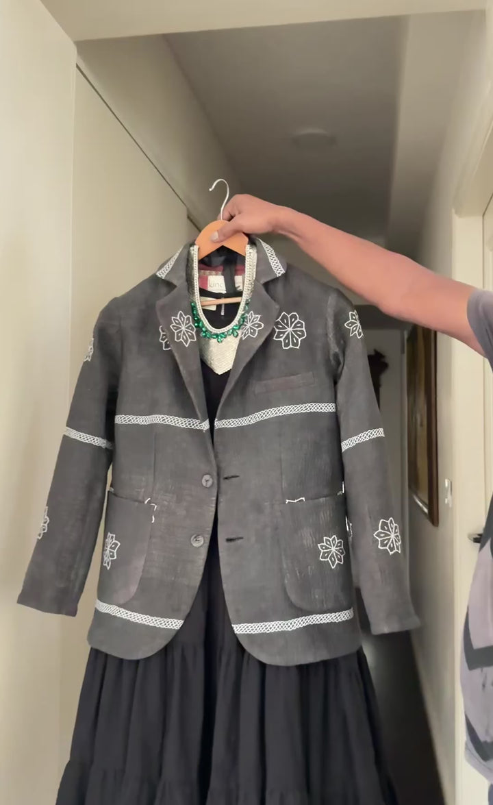 Shelby, Vintage Kanta Quilt Blazer Jacket in Black, Medium