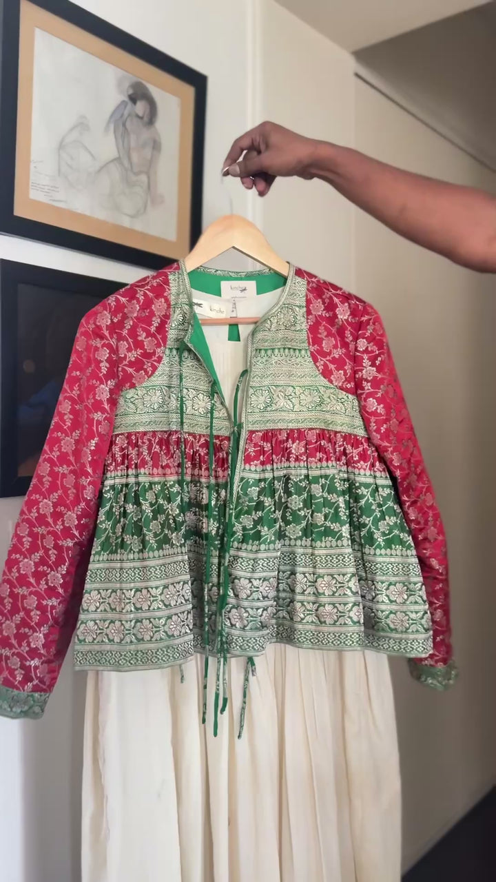 Chenab, Vintage Katan Silk Up Cycled Kedia Blouse in Medium