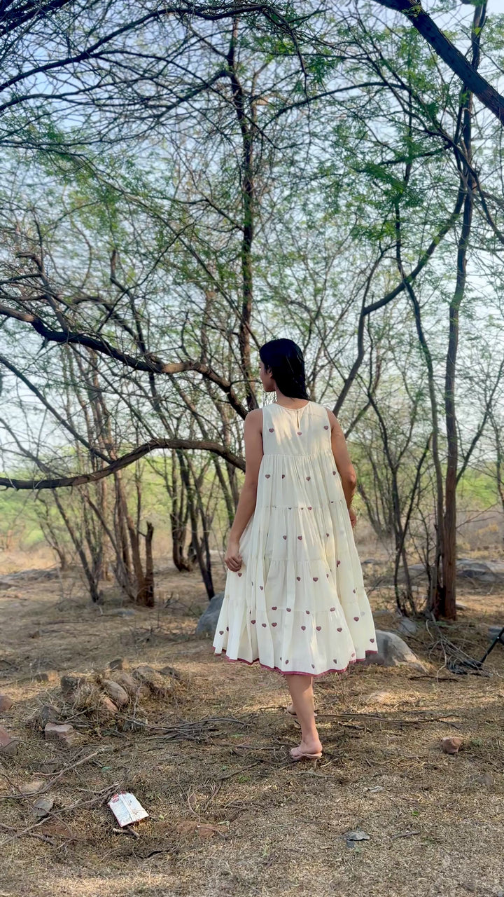 Ekaa Heart, Muti layer, flared Jamdani Dress with Lining