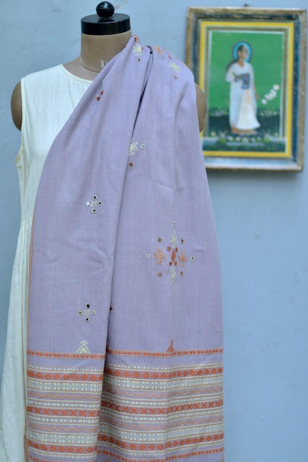 Bhuj, Hand Made Pure Wool Shawl from Gujarat, One of a Kind - kinchecom