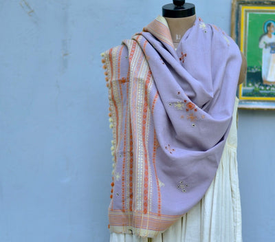 Bhuj, Hand Made Pure Wool Shawl from Gujarat, One of a Kind - kinchecom