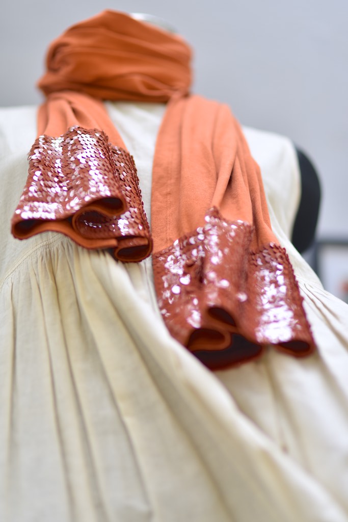 Sustainably made, sequinned Organic Lycra Scarf in by kaito - kinchecom