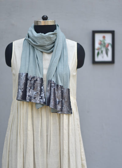 Sustainably made, sequinned Organic Lycra Scarf in Powder Blue by kaito - kinchecom