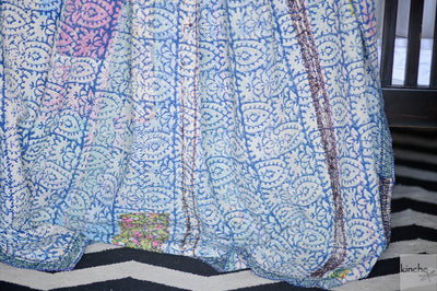 Madhopur, Rare kantha Collectible Quilt in Medium to Heavy Weight and Embroidery - kinchecom