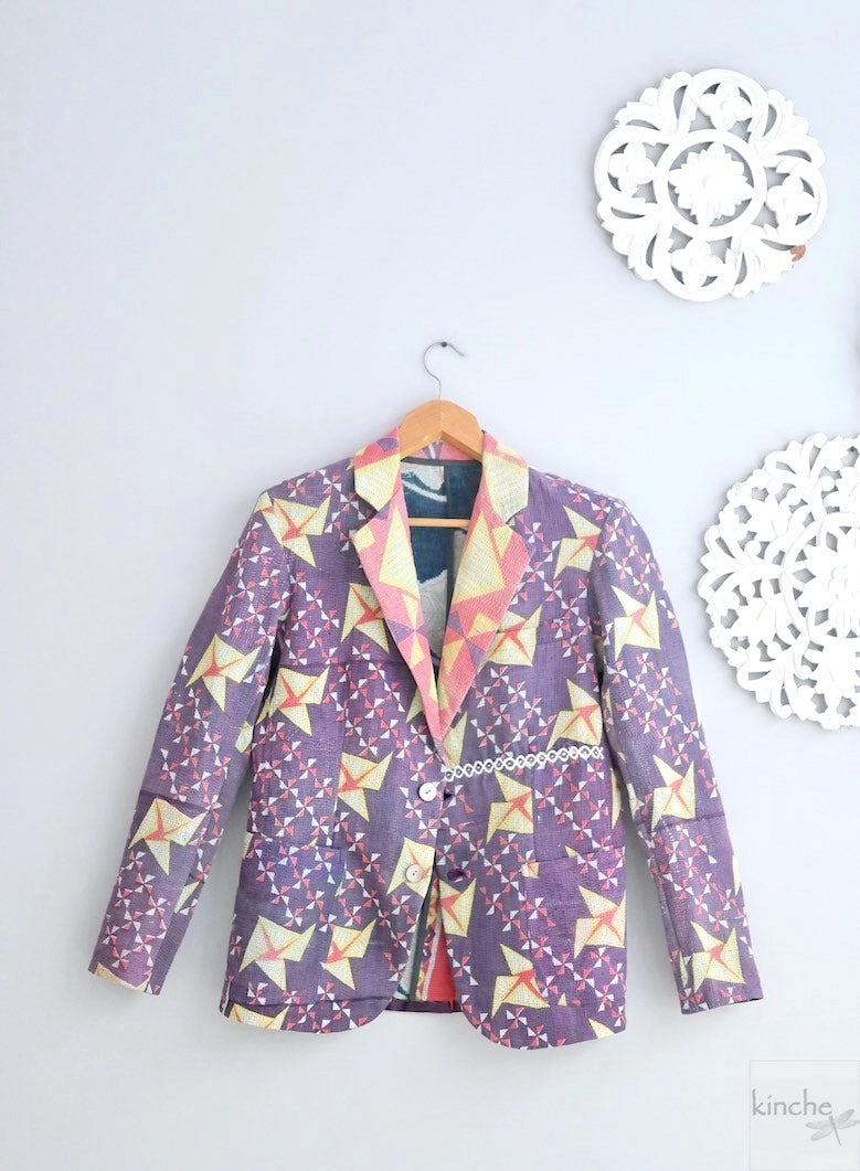 Sloan, Sustainably made Kantha Blazer, One of a Kind Chest/Bust 40 - kinchecom