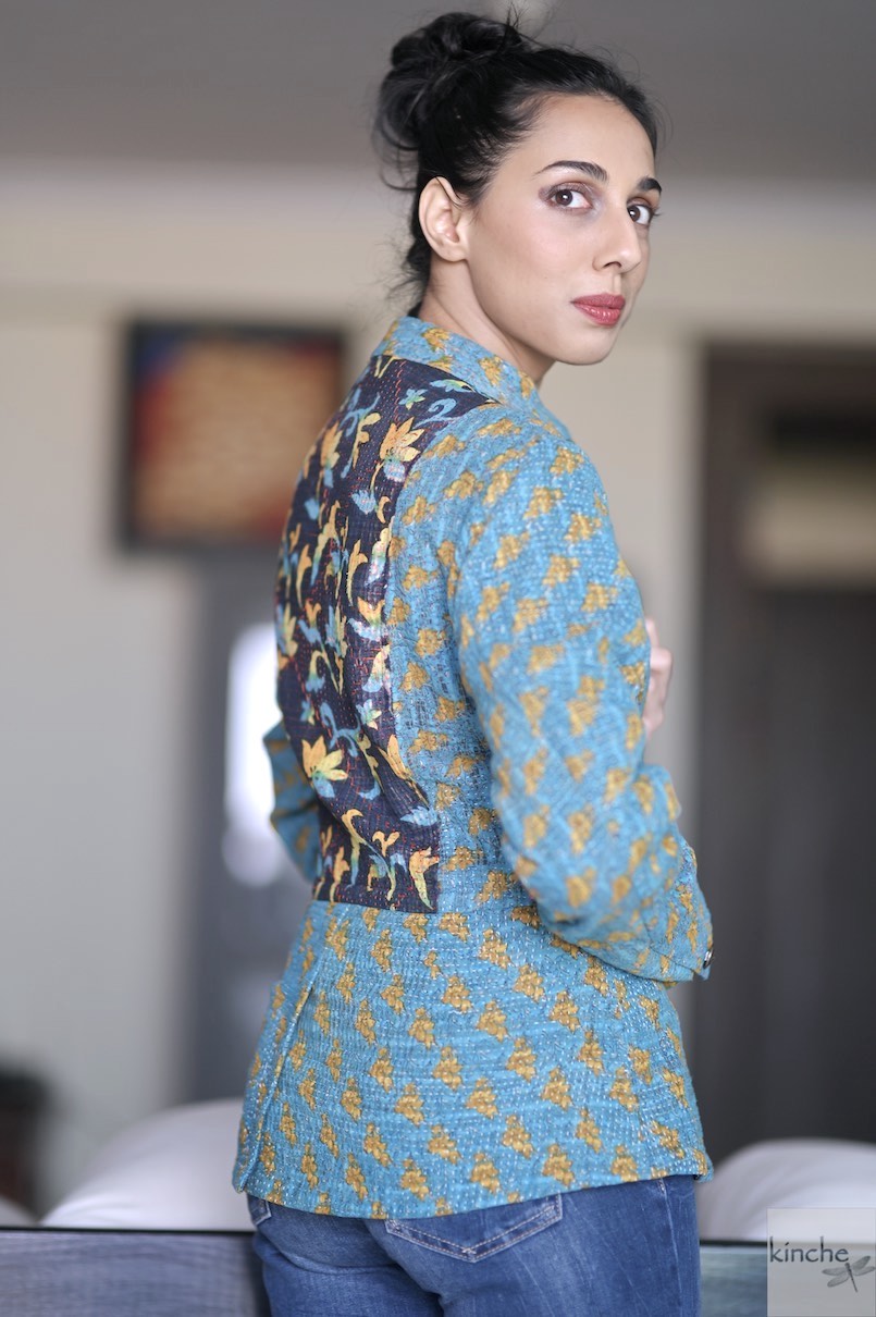 Small, Josefine, Sustainably made Turquoise Floral Print Jacket
