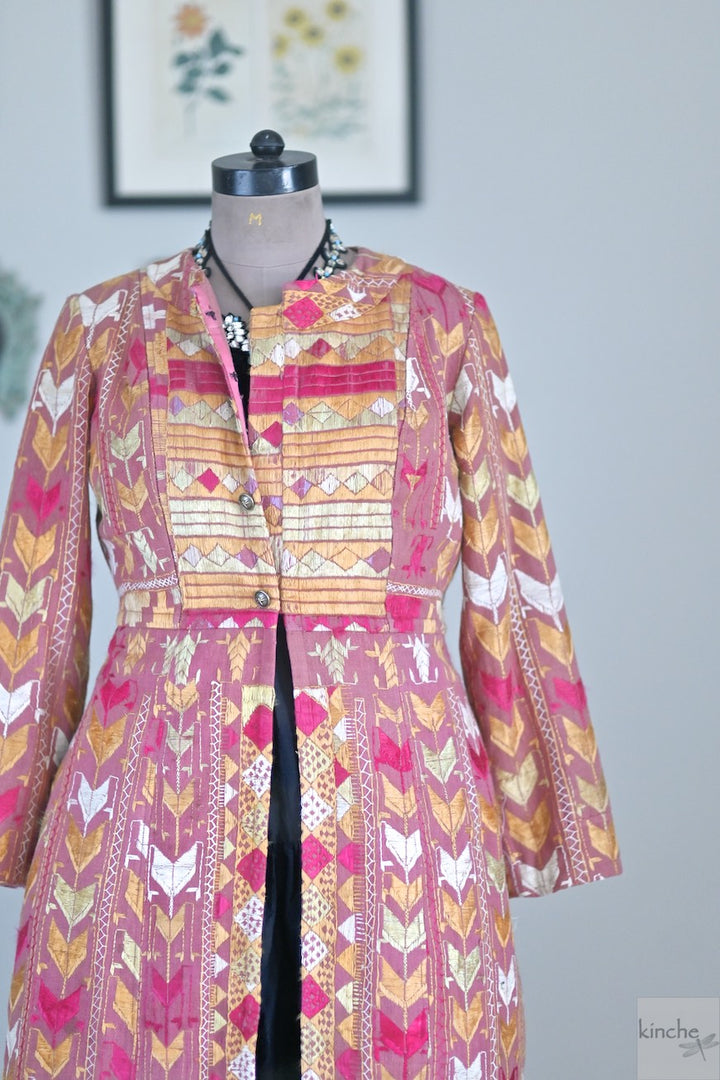 Harita, Size Large/Medium Jacket Made of Antique Phulkari Chaddar/ One of a Kind - kinchecom