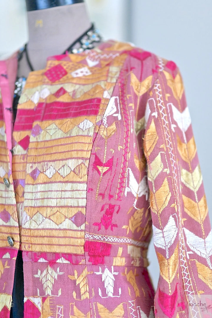 Harita, Size Large/Medium Jacket Made of Antique Phulkari Chaddar/ One of a Kind - kinchecom