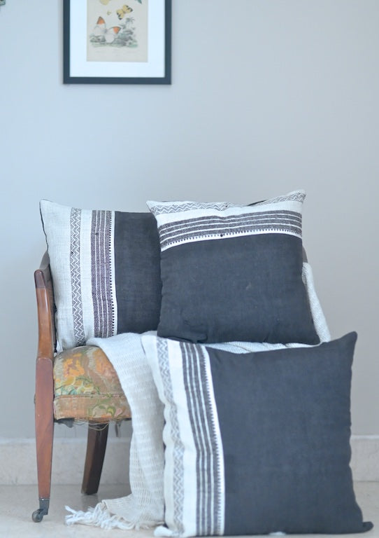 Set of 3, Kala Cotton, Hand Woven Cushions, Reversible - kinchecom
