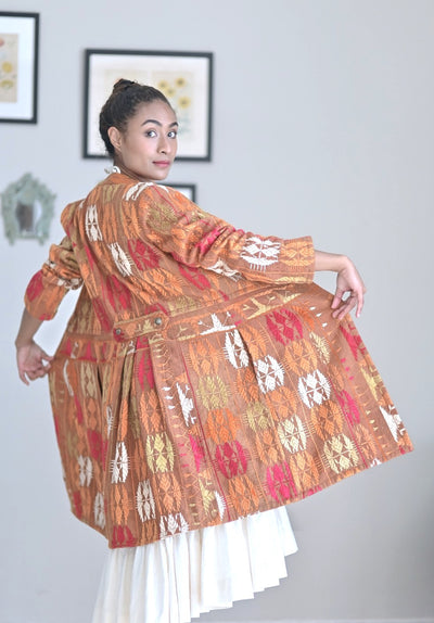 Agya Kaur, Size Medium, Vintage Phulkari Short Jacket, One of a Kind in the World - kinchecom