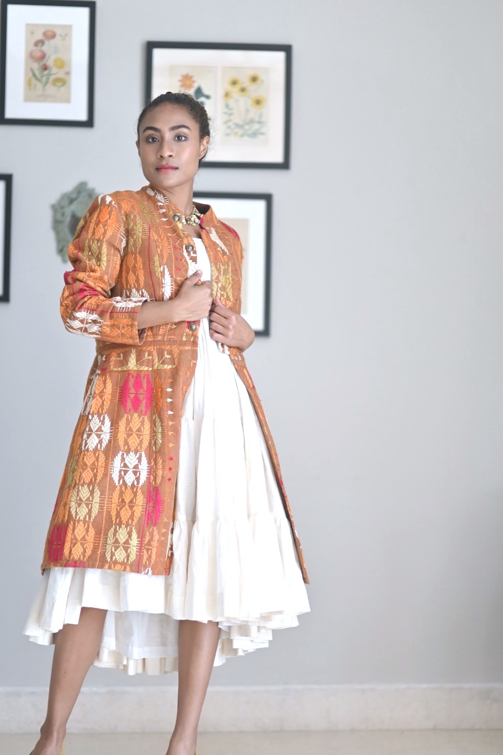Agya Kaur, Size Medium, Vintage Phulkari Short Jacket, One of a Kind in the World - kinchecom