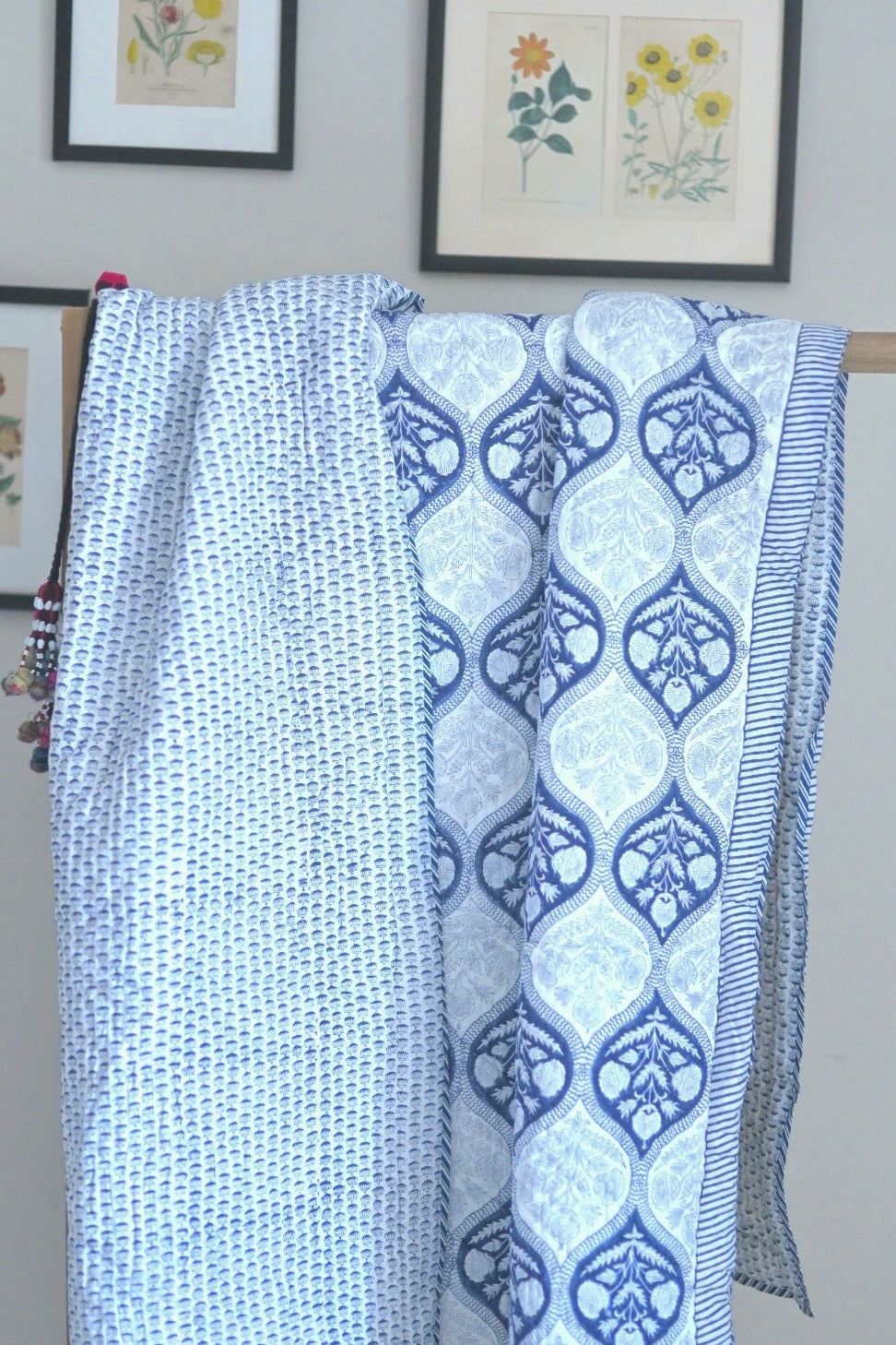 Churu Single Quilt, Handmade and Handblock Printed 90X60" Indigo - kinchecom