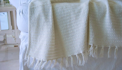 Brizo, Pure Wool, Angora Knitted Fringed Throw/ Blanket 50X70 inches - kinchecom