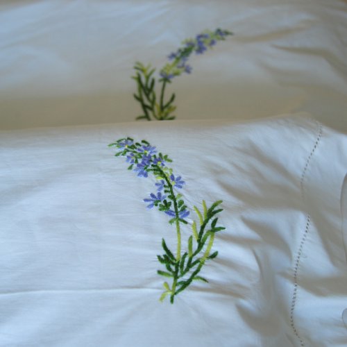 Hand Embroidered Lavender Flower Duvet Cover Queen Size 98x92" - kinchecom