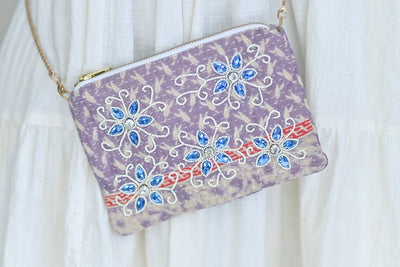 Monarch, Kantha and Swarovski crystal embroidered Sling bag - kinchecom