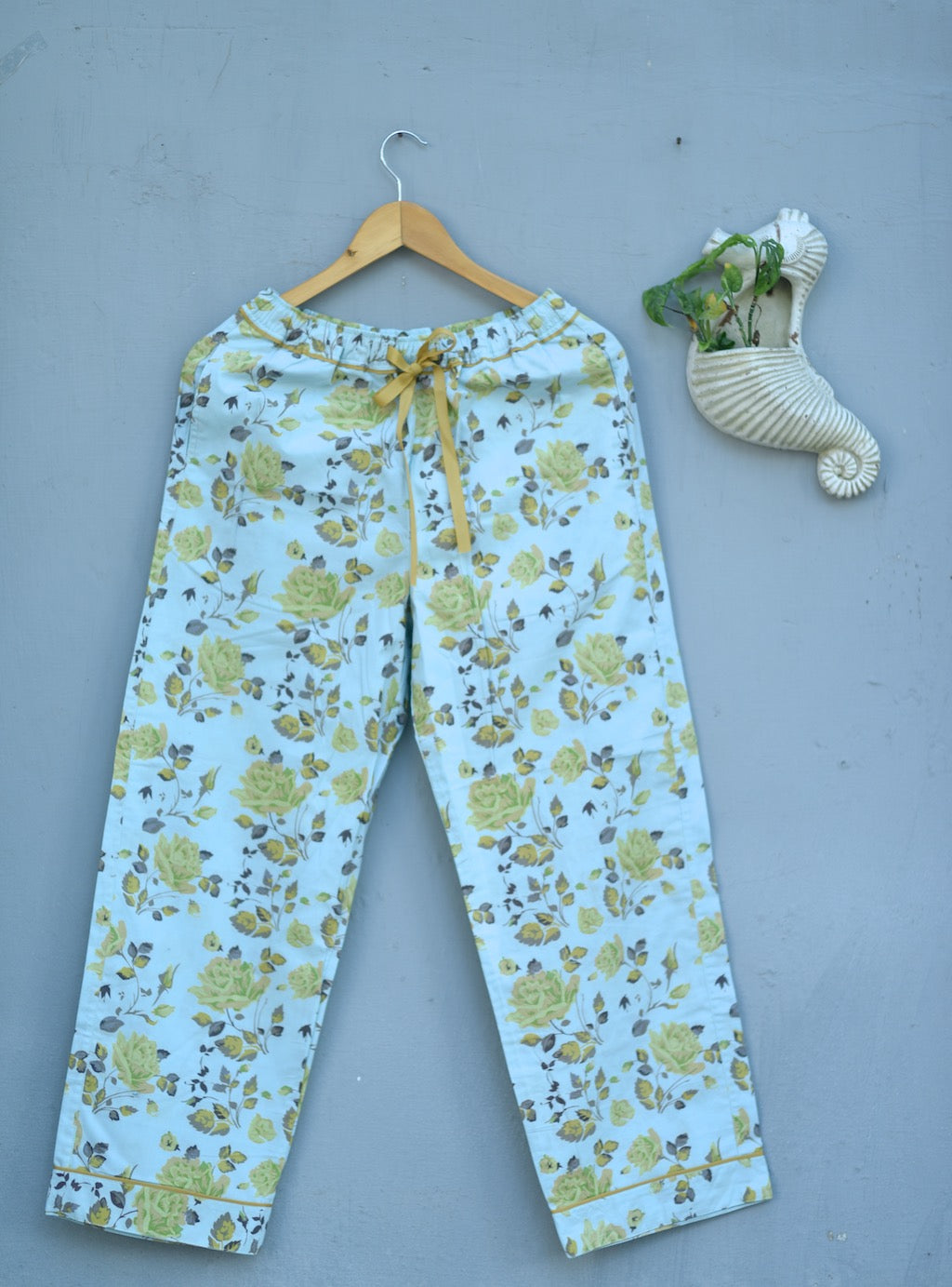 Mitya, Light Blue Color and Yellow Floral Print Pajama by kinche - kinchecom