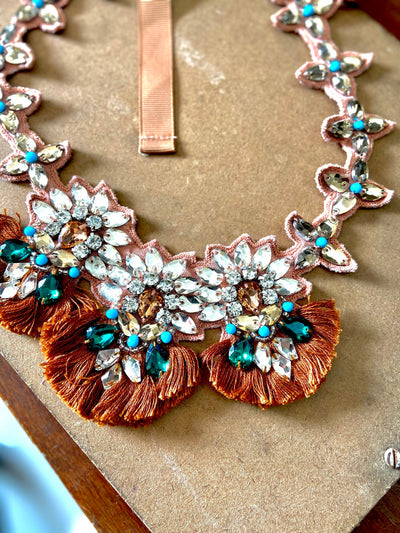 Crete/Pink, Handmade Swarovski Crystal Bib necklace - kinchecom